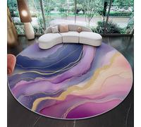 Genérico Alfombra Redonda de Remolinos Abstractos De Mármol 160 cm Lavable Grande Redonda, Antideslizante Suave Ultrafina para Dormitorio Oficina Cocina Entrada, Púrpura Oro