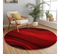 Genérico Alfombra Redonda de salón 150 cm, Textura De Líneas Abstractas Alfombra Estampada Lavable Antideslizante, Alfombras Redonda de área Suaves para Sala de Estar o Dormitorio Rojo
