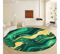 Genérico Alfombra Redonda de salón 60 cm, Líquido De Mármol Abstracto Alfombra Estampada Lavable Antideslizante, Alfombras Redonda de área Suaves para Sala de Estar o Dormitorio Verde