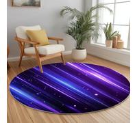 Genérico Alfombra Redonda de Salón Antideslizante 100 cm, Alfombra Redonda Lavable Morado Neón Rayas - Moqueta Suave de Pelo Corto Diseño Futurista para Cocina Lavandería Comedor Dormitorio
