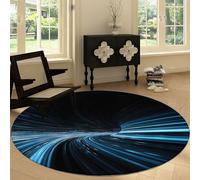 Genérico Alfombra Redonda de Salón Antideslizante 150 cm, Alfombra Redonda Lavable Abstracto Túnel Rayas - Moqueta Suave de Pelo Corto Futurista para Cocina Lavandería Comedor Dormitorio