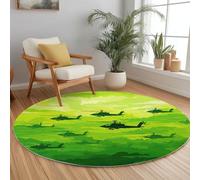 Genérico Alfombra Redonda de Salón Antideslizante 200 cm Camuflaje Militar Guerra Helicóptero, Alfombra Redonda Lavable Verde - Moqueta Suave de Pelo Corto para Cocina Lavandería Comedor Dormitorio