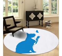 Genérico Alfombra Redonda de Salón Minimalismo 120 cm, Alfombra Antideslizante Lavable Animal Estampado Gato Mariposa - Moqueta Estampada Suave de Pelo Corto para Comedor Habitación Infantil Nursery