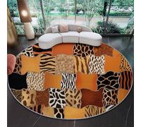 Genérico Alfombra Redonda Estampado Camuflaje Animal Textura - 60 cm Antideslizante Alfombras para Dormitorio Entrada Comedor Halls Balcón, Marrón Suaves Interiores Alfombra