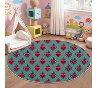 Genérico Alfombra Redonda Forma De Corazón Llamas 3D 90 cm, Alfombra Grande Lavable para Comedor, Suave, Antideslizante, no desprende Pelusa, para Dormitorio, Interior, Sala de Estar, Rojo