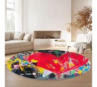 Genérico Alfombra Redonda Grande Lavable, Antideslizante Arte De Grafiti Corazón para la decoración Interior del Dormitorio, Sala de Estar y habitación de los niños 100 cm, Vistoso