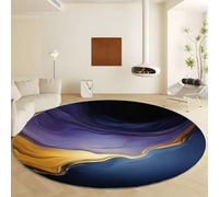 Genérico Alfombra Redonda Mármol Líquido, Moqueta Lavables en Lavadora Antideslizante - Alfombra de Pelo Corto Suave Morado Diámetro de 90 cm para Salón Dormitorio Cocina