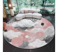 Genérico Alfombra Redonda Minimalismo Arte Nubes para Sala De Estar, Lavable A MáQuina Antideslizante De Pelo Bajo Y No Desprende Pelo - Alfombras para Sala De Estar SalóN 100 cm (Rond) Rosa
