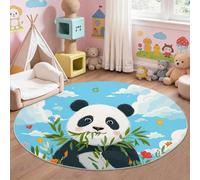 Genérico Alfombra Redonda para Comedor Dibujos Animados Panda Cielo Motivo Alfombra Antideslizante Suave y esponjosa para Sala de Estar, Dormitorio, habitación Infantil, 90 cm, Azul