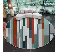 Genérico Alfombra Redonda para Sala De Estar 60 cm (Rond), Antideslizante Lavable A MáQuina - Minimalismo Arte Digital Geometría Alfombra De Suelo para Dormitorio Cocina Dormitorio Multicolor