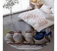 Genérico Alfombra Redonda para Sala de Estar - Lindo Pájaro Perdiz Lavable a Máquina Antideslizante Alfombra Redonda 60 cm, Gris Alfombras para Dormitorio Pasillo de Entrada