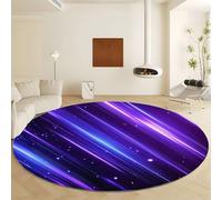 Genérico Alfombra Redonda Rayas Neón Moradas 180 cm, Lavable Antideslizante Suave para baño Dormitorio Alfombra Redonda Estampado Diseño Futurista para Cocina Salón Dormitorio