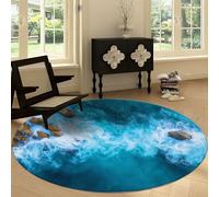 Genérico Alfombra Redonda Vista Aérea del Océano Rocas De Playa 120 cm, Lavable Antideslizante Suave para baño Dormitorio Alfombra Redonda Estampado Paisaje Natural para Cocina Salón Dormitorio
