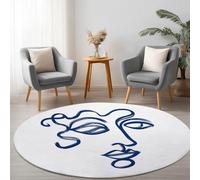 Genérico Alfombra Redondo Lavable 200 cm Minimalismo para Salón, Alfombra Antideslizante y Resistente Abstracto Arte Cara Rayas - Moqueta Moderna Suave Estampada para Dormitorio Habitación Infantil