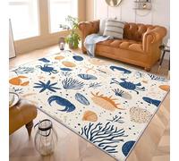 Genérico Alfombra Sala Pelo Corto Moderna 140x200 cm Animales Marinos Alfombra Antideslizante Lavables en Lavadora Extrasuave Blanco para Comedor Estar Dormitorio y Perro Felpudo