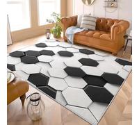 Genérico Alfombra Sala Pelo Corto Moderna 80x150 cm GeometríA 3D Minimalista Alfombra Antideslizante Lavables en Lavadora Extrasuave En Blanco Y Negro para Comedor Estar Dormitorio y Perro Felpudo