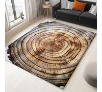 Genérico Alfombra Salón 80 x 150 cm, Moderna Anillos Anuales Vintage Pelo Dormitorio del Hogar Alfombra Antideslizante Tocón Textura de Veta de Madera para Comedor Pasillo Interiores