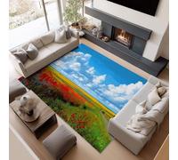 Genérico Alfombra Salon Adulto Adolescentes Arte Digital Flores Pradera, Alfombras De Habitacion Suave - Lavables Y Antideslizante 60 X 90 Cm Azulpara Habitación Infantil, Decoración del Hogar