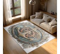 Genérico Alfombra Salon Ancla Timón 60x90 cm, Alfombra Tema Náutico, Alfombras de Pelo Corto Suave Lavable Antideslizante para Dormitorio, Home Decoration P-&56