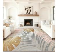 Genérico Alfombra Salon Antideslizante,Beige Alfombras Lavables en Lavadora Tapetes para Sala - Minimalismo Abstracción Palmera Tropical Tapete Pelo Corto Tapete Quarto120 x 180 cm