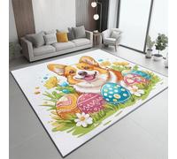 Genérico Alfombra Salon Antideslizante,Blanco Alfombras Lavables en Lavadora Tapetes para Sala - Imágenes Prediseñadas Animales Flores Tapete Pelo Corto Tapete Quarto 120 x 180 cm