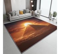 Genérico Alfombra Salon Antideslizante,Color Naranja Alfombras Lavables en Lavadora Tapetes para Sala - Retro Desierto Amanecer Tapete Pelo Corto Tapete Quarto60 x 90 cm