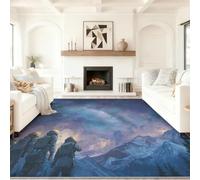 Genérico Alfombra Salon Antideslizante y Lavable, Sci-Fi Universo Cielo Estrellado Astronautas Multicolor, Alfombra Pelo Corto Resistente a la Suciedad para Sala y Habitación, 90 x 150 cm