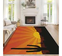 Genérico Alfombra Salon Atardecer Bohemio 180 x 240 cm, Alfombra Cactus del Desierto, Alfombras de Pelo Corto Suave Lavable Antideslizante para Dormitorio, Home Decoration P-&66