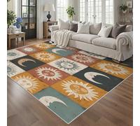 Genérico Alfombra Salon Celestial Bohemio 200 x 290 cm, Alfombra Patchwork Cuadros, Alfombras de Pelo Corto Suave Lavable Antideslizante para Dormitorio, Home Decoration P-&127