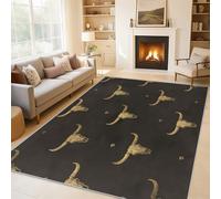 Genérico Alfombra Salon Cráneo de Toro 180 x 240 cm, Alfombra Cráneo de Vaca, Alfombras de Pelo Corto Suave Lavable Antideslizante para Dormitorio, Home Decoration P-&63