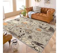 Genérico Alfombra Salon de Pelo Corto Espacio Cohetes Elementos Extraterrestres, Alfombras Suave DiversióN Infantil Antideslizante y Lavable para Salón y habitación Infantil Adorno Tapete 140x200 cm