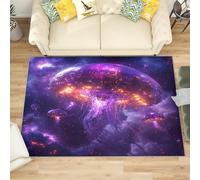 Genérico Alfombra Salon de Pelo Corto EstacióN Espacial Abstracta, Alfombras Suave PúRpura Antideslizante y Lavable a Máquina para Salón, Dormitorio y habitación Infantil Adorno Tapete 140x200 cm