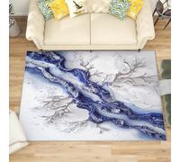 Genérico Alfombra Salon de Pelo Corto Estilo MáRmol, Alfombras Suave Arte Fluido Azul Antideslizante y Lavable a Máquina para Salón, Dormitorio y habitación Infantil Adorno Tapete 160x230 cm