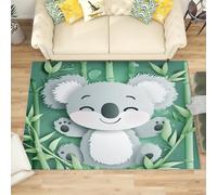 Genérico Alfombra Salon de Pelo Corto Koala de Dibujos Animados, Alfombras Suave Bambú Verde Antideslizante y Lavable a Máquina para Salón, Dormitorio y habitación Infantil Adorno Tapete 60x90 cm