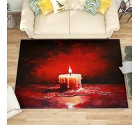 Genérico Alfombra Salon de Pelo Corto Pintura Al óLeo con Arte de Velas, Alfombras Suave Rojo Antideslizante y Lavable a Máquina para Salón, Dormitorio y habitación Infantil Adorno Tapete 180x240 cm