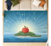 Genérico Alfombra Salon Dormitorio 120 x 160 cm, Dibujo Animado Pelo Corto Antideslizante Alfombras de Juegos para Entrada Guardería, Manzana Fruta Edén, Lavable Azul Lago Felpudo Entrada Casa