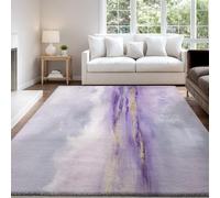 Genérico Alfombra Salon Dormitorio 60 x 100 cm, Abstracto Pelo Corto Antideslizante Alfombras de Juegos para Entrada Guardería, Oro Onírico, Lavable Violeta Felpudo Entrada Casa