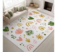 Genérico Alfombra Salon Dormitorio 60 x 100 cm, Bohemio Pelo Corto Antideslizante Alfombras de Juegos para Entrada Guardería, Corazones Arcoíris Juguetón, Lavable Multicolor Felpudo Entrada Casa
