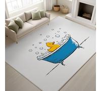 Genérico Alfombra Salon Dormitorio 60 x 100 cm, Dibujos Animados Pelo Corto Antideslizante Alfombras de Juegos para Entrada Guardería, Minimalista Patito De Goma, Lavable Blanco Felpudo Entrada Casa