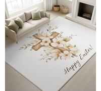 Genérico Alfombra Salon Dormitorio 60 x 100 cm, Festivo Pelo Corto Antideslizante Alfombras de Juegos para Entrada Guardería, Cruz De Pascua Tranquilo, Lavable Blanco Felpudo Entrada Casa