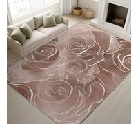 Genérico Alfombra Salon Dormitorio 60 x 100 cm, Floral Pelo Corto Antideslizante Alfombras de Juegos para Entrada Guardería, Vintage Rosas Romántico, Lavable Rosa Oscuro Felpudo Entrada Casa