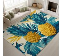 Genérico Alfombra Salon Dormitorio 60 x 100 cm, Frutas Pelo Corto Antideslizante Alfombras de Juegos para Entrada Guardería, Plantas Piñas Fresco, Lavable Amarillo Girasol Felpudo Entrada Casa