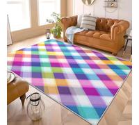 Genérico Alfombra Salón Dormitorio 60x90 cm RomáNtico Pata De Gallo Tema Moderna Lavable y Antideslizante Pelo Corto de Alfombra Vistoso Suave Esponjoso Sin Desprendimiento para Habitación Infantil