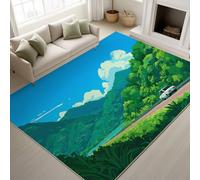 Genérico Alfombra Salon Dormitorio 80 x 150 cm, Anime Pelo Corto Antideslizante Alfombras de Juegos para Entrada Guardería, Camino De Montaña Tranquilo, Lavable Azul Cielo Felpudo Entrada Casa