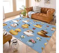 Genérico Alfombra Salón Dormitorio 80x150 cm 3D Lindo Patito Moderna Lavable y Antideslizante Pelo Corto de Alfombra Azul Suave Esponjoso Sin Desprendimiento para Habitación Infantil