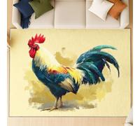 Genérico Alfombra salón Dormitorio baño Alta Resistencia - Antideslizante Alfombra Duradera Interior Exterior, Alfombra cómoda Lavable, Colorido Gallo Cola, 60 X 180 cm, Azul