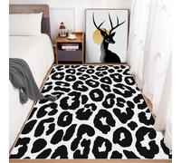 Genérico Alfombra Salon Estampado de Guepardo 120 x 120 cm, Alfombra Leopardo Blanco Negro, Alfombras de Pelo Corto Suave Lavable Antideslizante para Dormitorio, Home Decoration P-&81