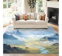 Genérico Alfombra Salon Fantasía Paisajes Montañas Ríos Nubes, Comedor Lavable Antideslizante Alfombra, Multicolor Alfombra Pelo Corto 60 x 90 cm para Dormitorio Cocina Hall Entrada Pasillo