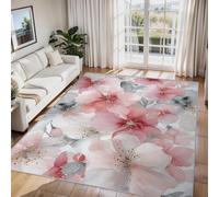 Genérico Alfombra Salon Flores de Cerezo 200x300 cm, Alfombra Flor Rosa Acuarela, Alfombras de Pelo Corto Suave Lavable Antideslizante para Dormitorio, Home Decoration P-&62