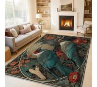 Genérico Alfombra Salon Flores y Aves 80 x 150cm, Alfombra Botánico Floral, Alfombras de Pelo Corto Suave Lavable Antideslizante para Dormitorio, Home Decoration P-&49